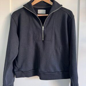 Everlane Cotton Quarter-zip Black Sweatshirt Size XS